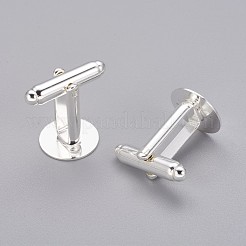 真鍮製カフボタン  アパレルアクセサリのカフスボタンパーツ  銀色のメッキ  18x18mm  トレイ：12mm&nbsp;X-KK544-S