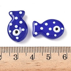 焼き絵の具、ガラス、エナメル、ビーズ  魚  ミディアムブルー  19.5x12.5x6~6.5mm  穴：1.2~1.4mm&nbsp;X-LAMP-D303-04L