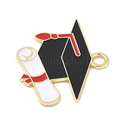 学校用品 合金エナメルパンダント  ゴールドカラー  学士帽  23.5x28.5x1mm  穴：3mm&nbsp;FIND-M083-03F-G