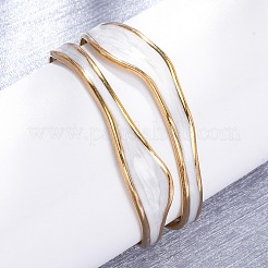 女性用304ステンレススチールエナメルバングル  ゴールドカラー  1-1/8インチ（2.7cm）  内径：2インチ（5cm）&nbsp;BJEW-D306-04G