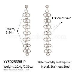 304ステンレススチール製クローバータッセルスタッドピアス  プラチナ  90x12.8mm&nbsp;RO2718-2