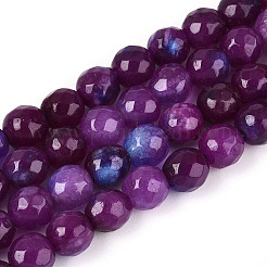 染め加工天然石ホワイトジェイドビーズ連売り  ラウンド  多面カット  パープル  5.5~6.2mm  穴：1mm  約65~66個/連  14.76~15.16''（37.5~38.5センチメートル）&nbsp;X-G-T139-6mm-60-15