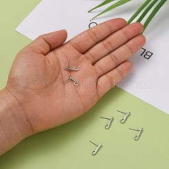 変色防止ロジウムメッキ 925スターリングシルバースタッドピアス金具  スタンプ925個付き  プラチナ  14x2x1.5mm  穴：2x3mm  ピン：0.8mm&nbsp;X-STER-K168-118P