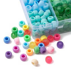 810 個 18 スタイルの不透明 & 透明プラスチックビーズ  艶消し  バレル  ミックスカラー  9x6mm  穴：3.8mm  約45個/スタイル&nbsp;KY-YW0001-44