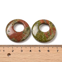 天然石ユナカイトペンダント  ドーナツ/円盤チャーム  27.5~28x4.5~5.5mm&nbsp;G-T122-76F