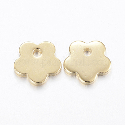 304ステンレススチールチャーム  花  ゴールドカラー  7x7x1mm  穴：1mm&nbsp;X-STAS-H443-20G