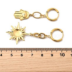 サン＆パーム 304 ステンレススチール マイクロパヴェ クリアキュービックジルコニア フープピアス  エナメル  左右  18KGP本金メッキ  46x12mm&nbsp;EJEW-B140-09G