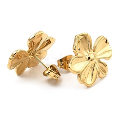 女性用304ステンレススチールスタッドピアス  花  18KGP本金メッキ  15x19mm&nbsp;EJEW-E291-02G