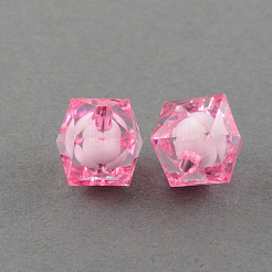 透明なアクリルビーズ  二層ビーズ  多面カットキューブ  ミックスカラー  8x7x7mm  穴：2mm  約2000個/500g&nbsp;TACR-S112-8mm-M