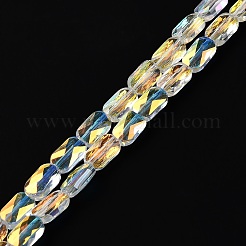透明電気メッキガラスビーズ連売り  ABカラー  多面カット四角形  透明  7x4.5x3.5mm  穴：1.2mm  約77~71個/連  21.06''~22.44''（53.5~57センチメートル）&nbsp;GLAA-Q099-G01-06