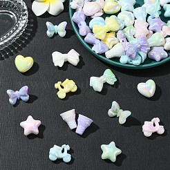 60個 6スタイル UVメッキアクリルビーズ  虹色の  暗闇で光る  混合図形  19~21.5x17.5~32x11~15mm  穴：2.7~3.4mm  10個/スタイル&nbsp;MACR-YW0003-71