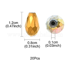 電気メッキガラスビーズセット  多面カット  ティアドロップ  ミックスカラー  12x8mm  穴：1mm&nbsp;EGLA-YW0001-56