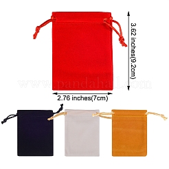 40個4色ベルベットパッキングポーチ  巾着袋  ミックスカラー  9.2~9.5x7~7.2cm  10個/カラー&nbsp;TP-SZ0001-01