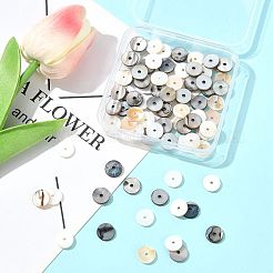 80色染め天然貝ビーズスペーサー2個  ディスク/フラットラウンド  ヒシビーズ  ミックスカラー  10x2mm  穴：1mm  40個/カラー&nbsp;SHEL-FS0001-11