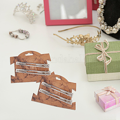 長方形の紙のヘアクリップディスプレイカード  ヘアアクセサリー用品  キャメル  大理石模様  9.1x10x0.03cm  穴：8.5x19.5mm&nbsp;CDIS-WH0027-04A-02