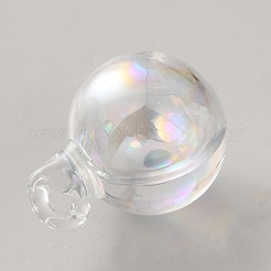 高ホウケイ酸ガラスボトルペンダント  ラウンド  ミニウィッシングボトル  透明  23x16mm  穴：2.5mm&nbsp;LS-GLAA-WH0010-02D