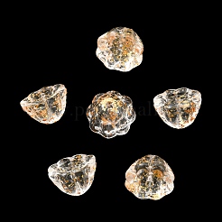 透明ガラスビーズ  グリッター金粉付き  ハスの花  桃パフ  11x7mm  穴：1.2mm&nbsp;FIND-C034-02