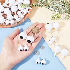 クラフト樹脂人形用安全目20個  ぬいぐるみの目  プラスチックパッド20個付き。  ホワイト  目：26.5~40x36.5~50.5x16~25mm  パッド：13x3.5mm  穴：4mm  60個/箱&nbsp;DIY-AR0002-95