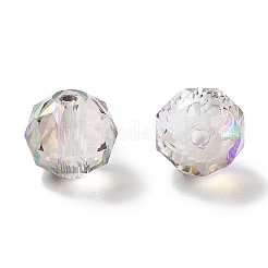 丸いガラスビーズを電気メッキする  半分虹メッキ  多面カット  ライトグレー  8mm  穴：1.4mm&nbsp;EGLA-A043-01-HR01