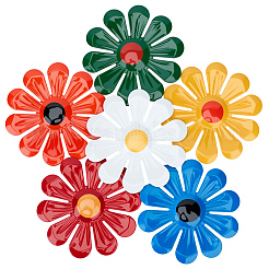 鉄製壁飾り6個  家の装飾のための  花  ミックスカラー  96x93x1mm&nbsp;AJEW-CN0006-29