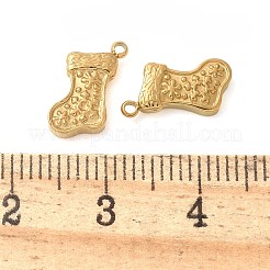 304ステンレススチールチャーム  手動研磨  クリスマスソックスチャーム  イオンプレーティング（ip）  ゴールドカラー  12x9x2mm  穴：1mm&nbsp;STAS-Q345-44G