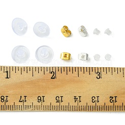 400 個 4 スタイル鉄 & プラスチックピアスキャッチ  ベルイヤーナット＆フリクションイヤーナット＆クラッチピアスバックキャッチ  ゴールデン＆シルバー  4~10x4~6x3mm  穴：0.7~1mm&nbsp;FIND-FS0001-87