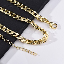 女性用真鍮キューバチェーンネックレス  ラックめっき  カドミウムフリー＆鉛フリー  長持ちメッキ  18KGP本金メッキ  18.23インチ（46.3cm）&nbsp;NJEW-K282-03G