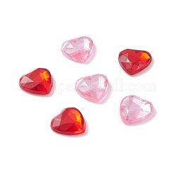 模造台湾アクリルラインストーンカボション  フラットバック＆多面  ハート  ミックスカラー  10x10x3mm  200個/箱&nbsp;GACR-SZ0001-01