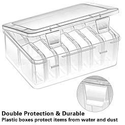 長方形 PP プラスチック ビーズ オーガナイザー 収納ボックス  正方形の小さなビーズ容器14個付き  小さなジュエリー用  ビーズ  美容製品  透明  16.5x12x6cm  小箱：5.5x5.5x2cm&nbsp;PW-WG49079-01