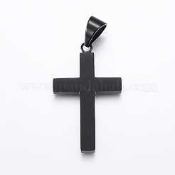 304ステンレススチールの名言ペンダント  単語と交差  ガンメタ色  47x28x4mm  穴：8x11mm&nbsp;STAS-F157-02B