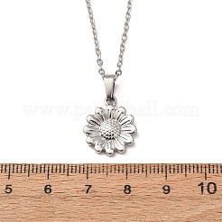 304ステンレススチール製フラワーペンダントアズキチェーンネックレス（男女兼用）  変色なし  ステンレス鋼色  17.95インチ（45.6cm）  ペンダント：16.5x14mm&nbsp;NJEW-K308-05E-P