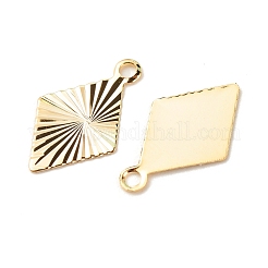 真鍮製チャーム  長持ちメッキ  カドミウムフリー＆鉛フリー  菱形  24KGP本金メッキ  13x8x0.2mm  穴：1.2mm&nbsp;X-KK-F831-026G-RS