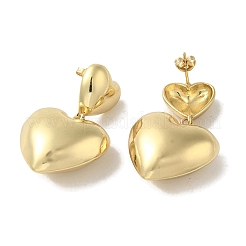 真鍮製スタンドピアス  カドミウムフリー＆鉛フリー  ハート  18KGP本金メッキ  40.5x25mm&nbsp;EJEW-R162-12A-G