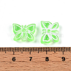 透明なアクリルビーズ  蝶  芝生の緑  11x14.5x5mm  穴：1.6mm  約1020個/500g&nbsp;TACR-T028-52