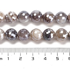 電気メッキされた天然ボツワナアゲートの丸いビーズ連売り  ファセット（128ファセット）  10mm  穴：1.4mm  約38個/連  14.96インチ（38cm）&nbsp;G-L598-A03-03