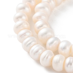 天然養殖淡水パールビーズ連売り  ロンデル  グレード2 A  古いレース  7~8mm  穴：0.7~0.8mm  約61~82個/連  13.46''~14.69''（34.2~37.3センチメートル）&nbsp;PEAR-I007-02N-04C