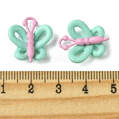 ラックメッキ合金ペンダント  スプレー塗装された蝶のチャーム  アクアマリン  19x16.5x5mm  穴：5x1.5mm&nbsp;LS-PALLOY-K022-01C