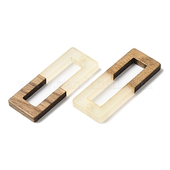 ダークウッドとレジンのペンダント  中空長方形チャーム  キャメル  38x14.5x3mm  穴：2mm&nbsp;WOOD-H104-18
