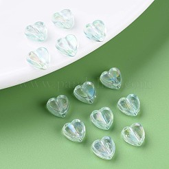 透明なアクリルビーズ  ABカラーメッキ  ハート  アクアマリン  7.5x8x3mm  穴：1.8mm  約3620個/500g&nbsp;MACR-S373-114-C04
