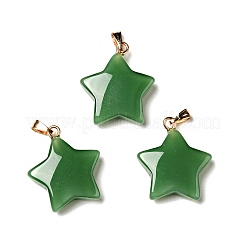 ガラスチャーム  ゴールデンメッキ鉄パーツ  スター  グリーン  23x20x6mm  穴：6x2mm&nbsp;GLAA-A004-01B