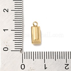 304ステンレススチールチャーム  ガラスと  長方形のチャーム  14KGP本金メッキ  11x4.5x3.5mm  穴：1.4mm&nbsp;X-STAS-L022-242G