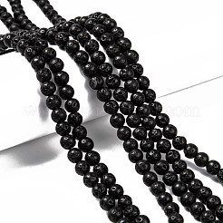 天然溶岩岩の丸いビーズ連売り  6mm  穴：1mm  約60~63個/連  15.7インチ&nbsp;G-M169-6mm-03