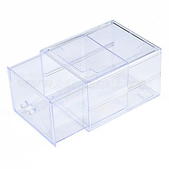 ポリスチレンプラスチックビーズ貯蔵容器  長方形の引き出し  透明  19.4x15.2x11.5cm&nbsp;LS-CON-N011-042