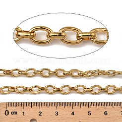 304ステンレススチール楕円リンクチェーン  溶接されていない  スプールで  イオンプレーティング（ip）  18KGP本金メッキ  8x5.5x1.5mm  10 m /ロール&nbsp;CHS-C014-11G