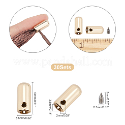 亜鉛合金エンドキャップ  コラム  ライトゴールド  13x5.5mm  穴：2mm  内径：3.5mm  30セット&nbsp;FIND-PH0001-48LG