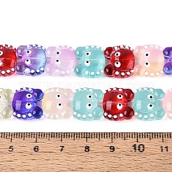 半焼き塗料、透明ガラスエナメルビーズ、連売り  カニ  カラフル  12.5~13x13.5~14x6~7mm  穴：0.7mm  約20個/連  9.45インチ（24cm）&nbsp;GLAA-N061-02