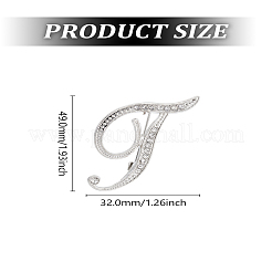 合金ブローチ1個  ラインストーン付き  文字L  文字t  43.5x33.5mm&nbsp;JEWB-LP0004-01T