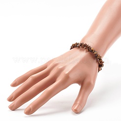 ナチュラルタイガーアイチップビーズストレッチブレスレット子供用  内径：1-7/8インチ（4.8~5.1cm）&nbsp;BJEW-JB06388-02