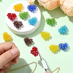 7個 7色 ハンドメイド銅ワイヤーガラスビーズハートペンダント  ミックスカラー  16x20x9.5mm  穴：1.8mm  1pc /カラー&nbsp;PALLOY-CJ00101