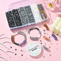 DIYブレスレットキット  手作りのポリマークレイビーズを含む  ccbプラスチックスペーサービーズ  アクリルビーズ  ミックスカラー  6x1mm  穴：2mm  2色  80 G /カラー  160グラム&nbsp;DIY-YW0009-11